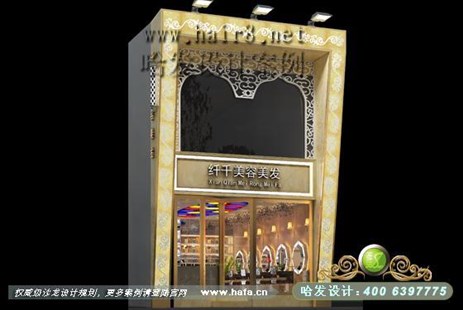 江苏省宿迁市雕花水晶珠帘通透大气理发店装修案例
