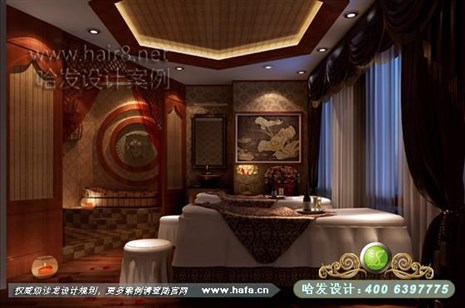河南省安阳市本案美容部以东南亚风格为主，在此可完全放松心身美容店装修案例