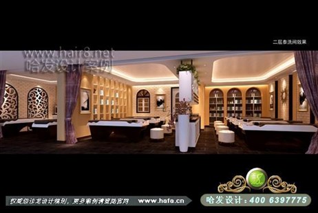 浙江省舟山市现代田园风格美发店装修案例发廊设计案例