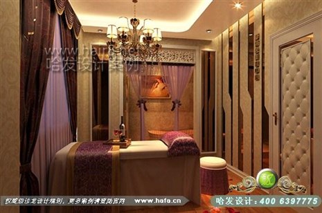 上海市本案包间采用欧式简约风，豪华大气上档次 惬意浪漫显温馨。美容院装修案例