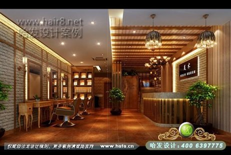 江西省上饶市本案的设计风格以欧式复古为主，营造典雅、低调奢华的气质美发店装修设计案例