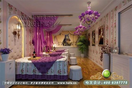 辽宁省沈阳市本案以简欧时尚，体现女人，柔情，舒适美容院装修案例