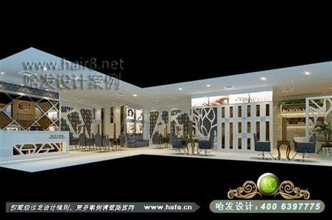 河北省石家庄市本案采用客户LOGO的元素蓝色基调的贯穿打造一个富有个性的时尚造型店美发店设计案例