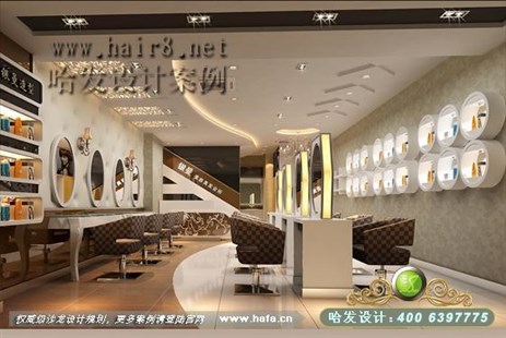 江苏省泰州市时尚个性分色风格美发店装修案例